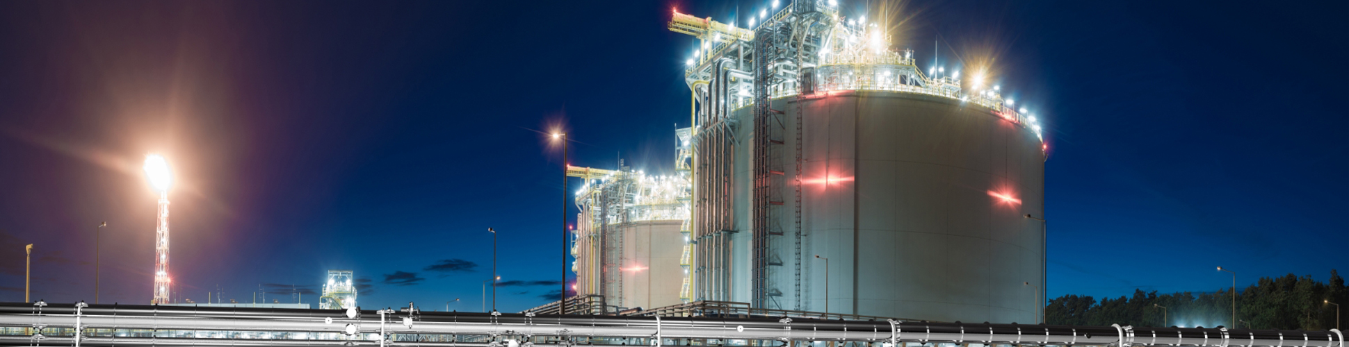 Oil plant at night